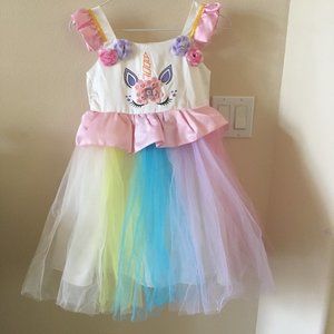 New Little Girls Unicorn Rainbow Dress for Parties, Halloween or Dress UP